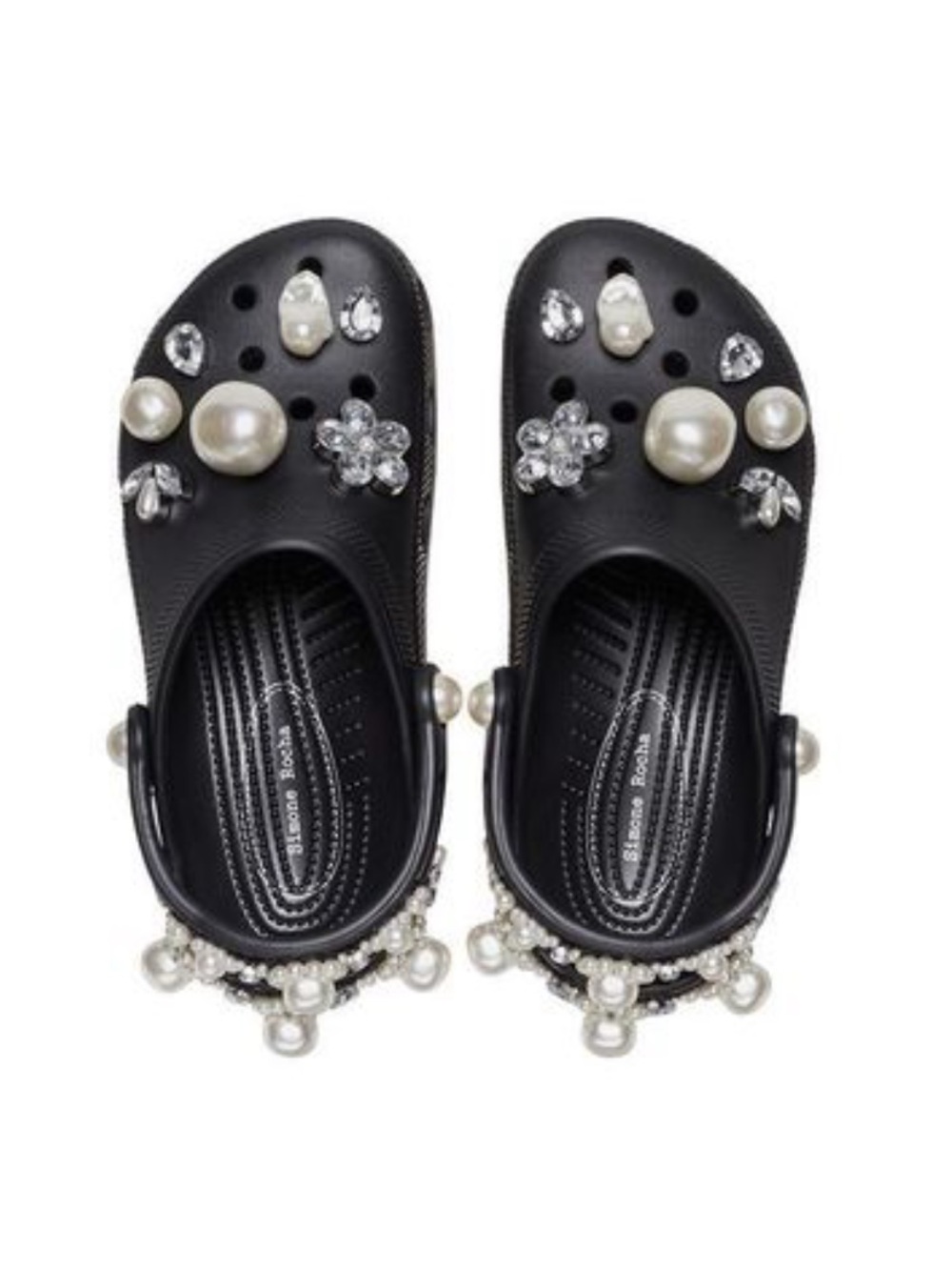 Rochas Black Jeweled Pearl Clog Sandals - Women's